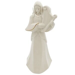 Mikasa Holy Night Nativity 10" Angel Harp Figurine Porcelain Gold Trim Christmas